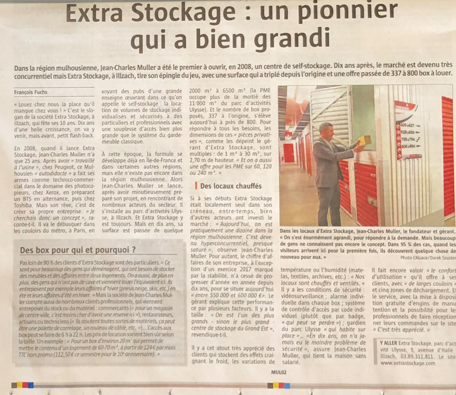 Article garde meubles journal l'Alsace février 2018